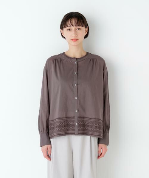 human woman / ヒューマンウーマン シャツ・ブラウス | インド刺繍ノーカラーブラウス | 詳細4