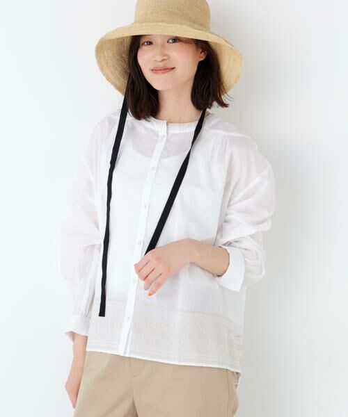 human woman / ヒューマンウーマン シャツ・ブラウス | インド刺繍ノーカラーブラウス | 詳細8