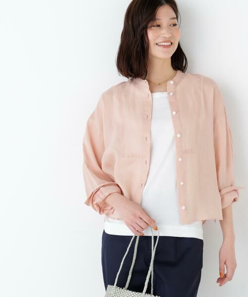 human woman / ヒューマンウーマン シャツ・ブラウス | ラミーボザムシャツブラウス（ピンク）