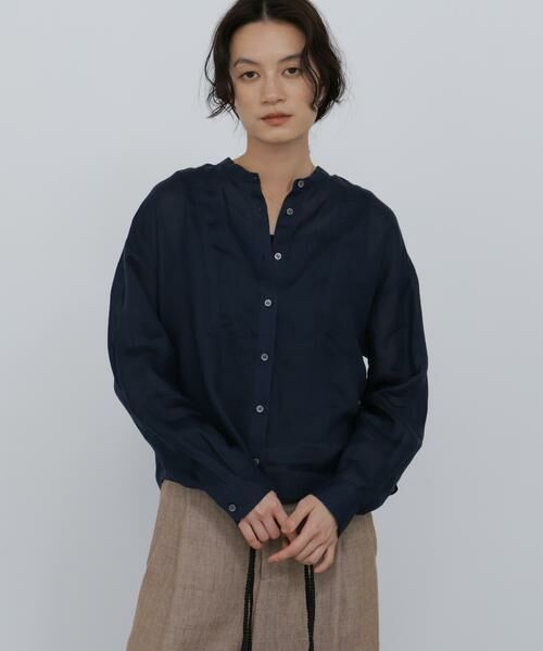 human woman / ヒューマンウーマン シャツ・ブラウス | ラミーボザムシャツブラウス（ネイビー）