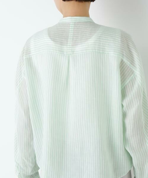 human woman / ヒューマンウーマン シャツ・ブラウス | ラミーボザムシャツストライプブラウス | 詳細10