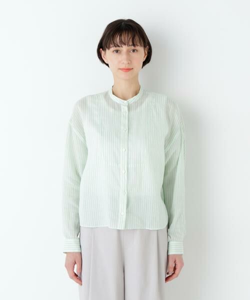 human woman / ヒューマンウーマン シャツ・ブラウス | ラミーボザムシャツストライプブラウス | 詳細4