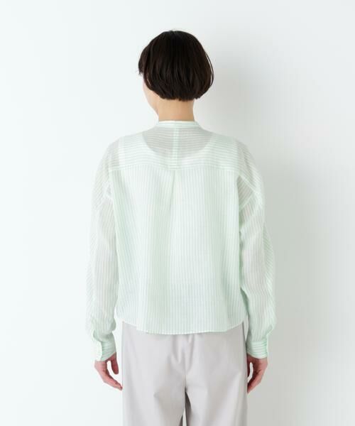 human woman / ヒューマンウーマン シャツ・ブラウス | ラミーボザムシャツストライプブラウス | 詳細6