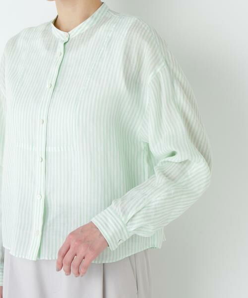 human woman / ヒューマンウーマン シャツ・ブラウス | ラミーボザムシャツストライプブラウス | 詳細8