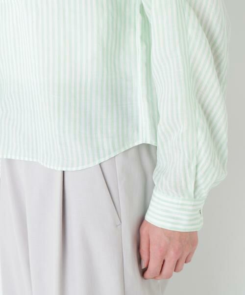 human woman / ヒューマンウーマン シャツ・ブラウス | ラミーボザムシャツストライプブラウス | 詳細9