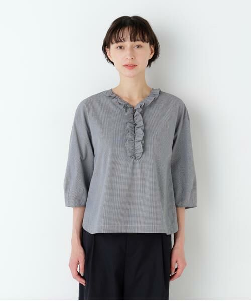 human woman / ヒューマンウーマン シャツ・ブラウス | ウォッシュドタイプライターフリルブラウス | 詳細3