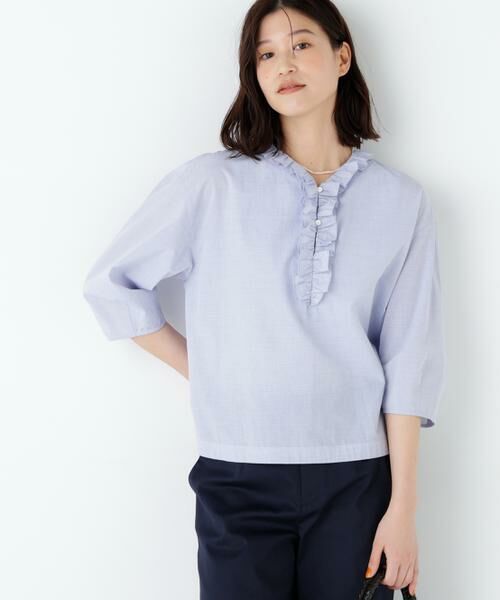 human woman / ヒューマンウーマン シャツ・ブラウス | ウォッシュドタイプライターフリルブラウス | 詳細12