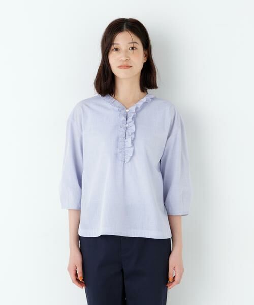 human woman / ヒューマンウーマン シャツ・ブラウス | ウォッシュドタイプライターフリルブラウス | 詳細14