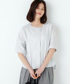 human woman / ヒューマンウーマン シャツ・ブラウス | リネンコットンシャンブレータックスリーブブラウス