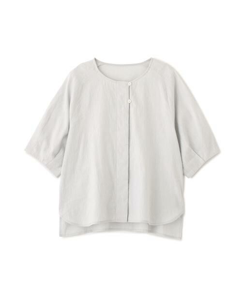 human woman / ヒューマンウーマン シャツ・ブラウス | リネンコットンシャンブレータックスリーブブラウス | 詳細1