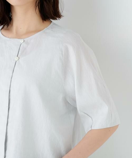 human woman / ヒューマンウーマン シャツ・ブラウス | リネンコットンシャンブレータックスリーブブラウス | 詳細8