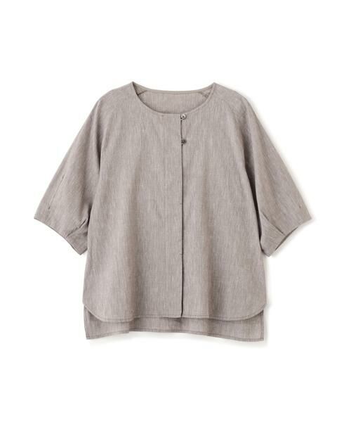 human woman / ヒューマンウーマン シャツ・ブラウス | リネンコットンシャンブレータックスリーブブラウス | 詳細11