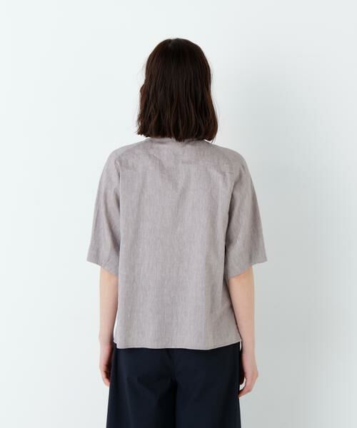 human woman / ヒューマンウーマン シャツ・ブラウス | リネンコットンシャンブレータックスリーブブラウス | 詳細15