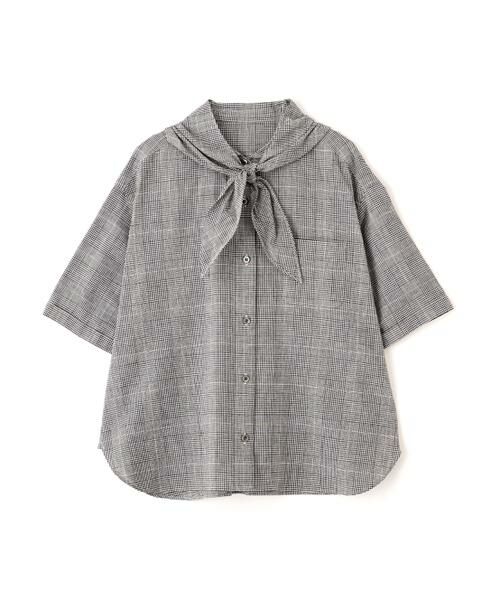 human woman / ヒューマンウーマン シャツ・ブラウス | 麻混チェック三角巾シャツ | 詳細1