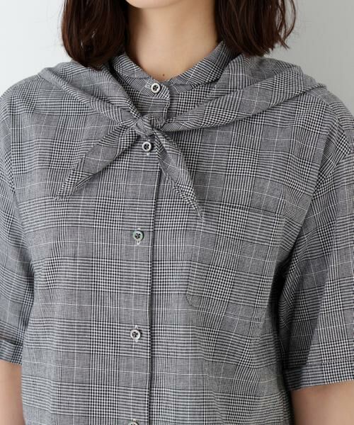 human woman / ヒューマンウーマン シャツ・ブラウス | 麻混チェック三角巾シャツ | 詳細10
