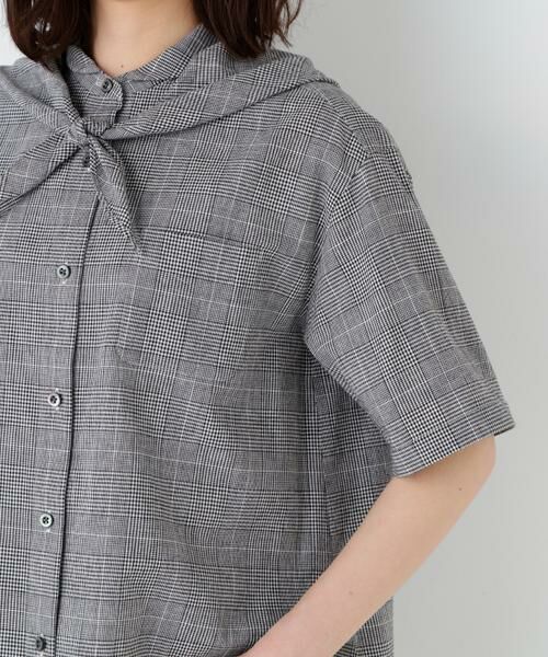 human woman / ヒューマンウーマン シャツ・ブラウス | 麻混チェック三角巾シャツ | 詳細11