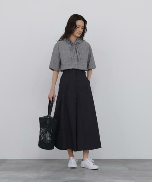 human woman / ヒューマンウーマン シャツ・ブラウス | 麻混チェック三角巾シャツ | 詳細2