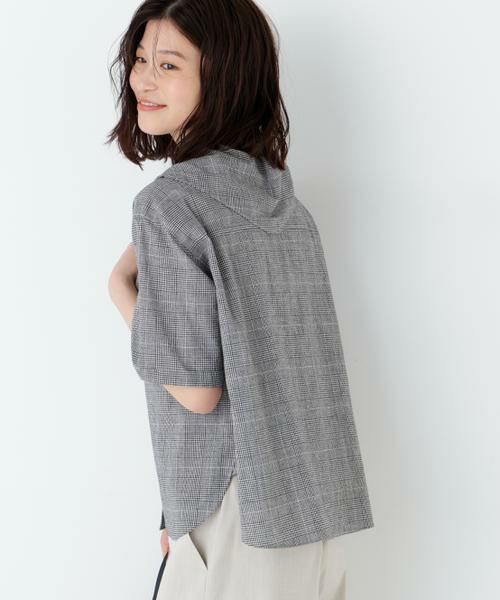 human woman / ヒューマンウーマン シャツ・ブラウス | 麻混チェック三角巾シャツ | 詳細5