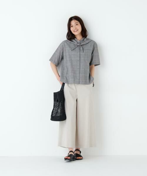human woman / ヒューマンウーマン シャツ・ブラウス | 麻混チェック三角巾シャツ | 詳細6