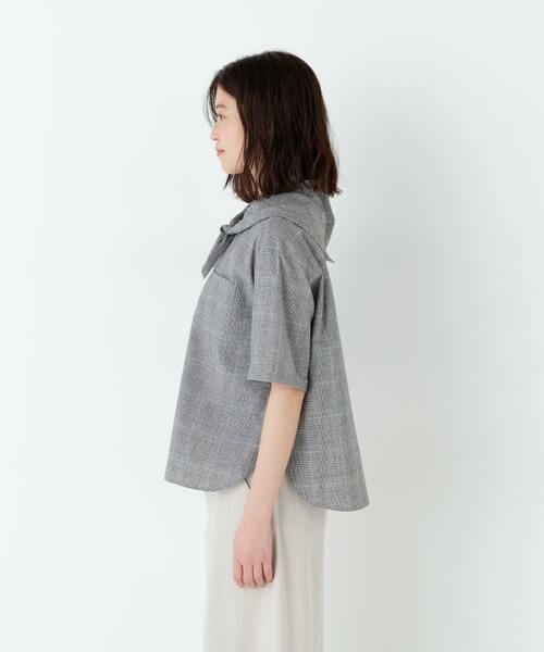 human woman / ヒューマンウーマン シャツ・ブラウス | 麻混チェック三角巾シャツ | 詳細8