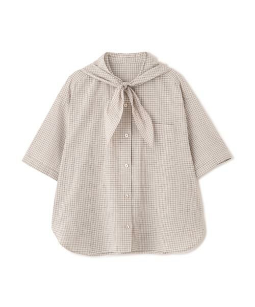 human woman / ヒューマンウーマン シャツ・ブラウス | 麻混チェック三角巾シャツ | 詳細15