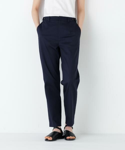 human woman / ヒューマンウーマン パンツ | ピケストレッチ細身ストレートパンツ（ネイビー）