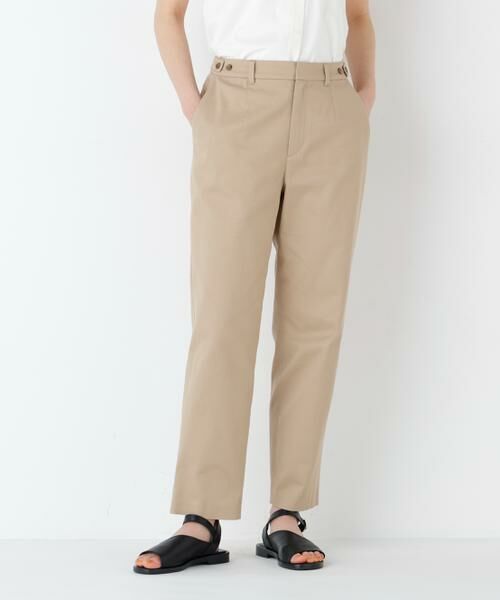 human woman / ヒューマンウーマン パンツ | ピケストレッチ細身ストレートパンツ（ベージュ）