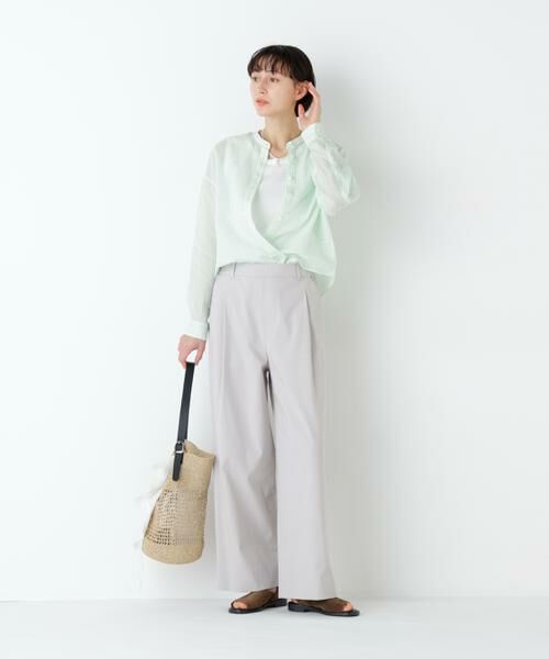 human woman / ヒューマンウーマン パンツ | 麻混ドビーストレッチウェストゴムパンツ | 詳細3