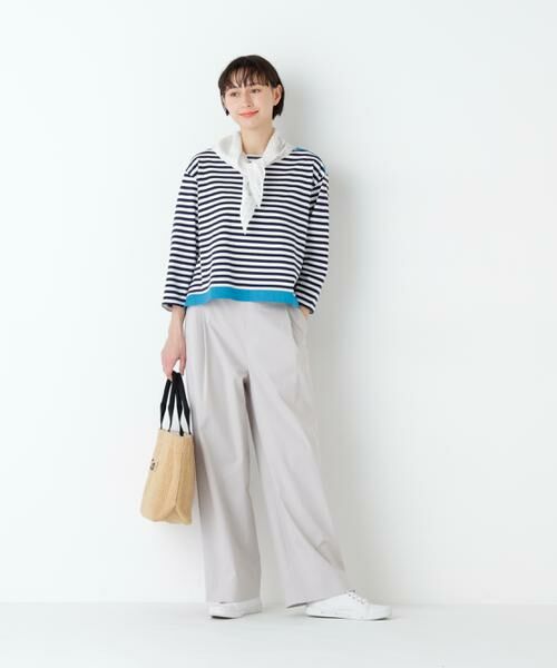 human woman / ヒューマンウーマン パンツ | 麻混ドビーストレッチウェストゴムパンツ | 詳細4