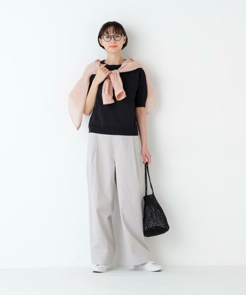 human woman / ヒューマンウーマン パンツ | 麻混ドビーストレッチウェストゴムパンツ | 詳細5