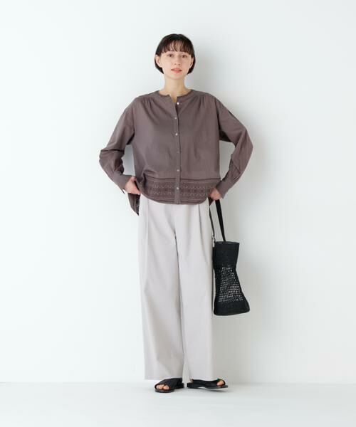 human woman / ヒューマンウーマン パンツ | 麻混ドビーストレッチウェストゴムパンツ | 詳細6