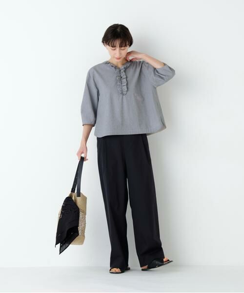 human woman / ヒューマンウーマン パンツ | 麻混ドビーストレッチウェストゴムパンツ | 詳細20