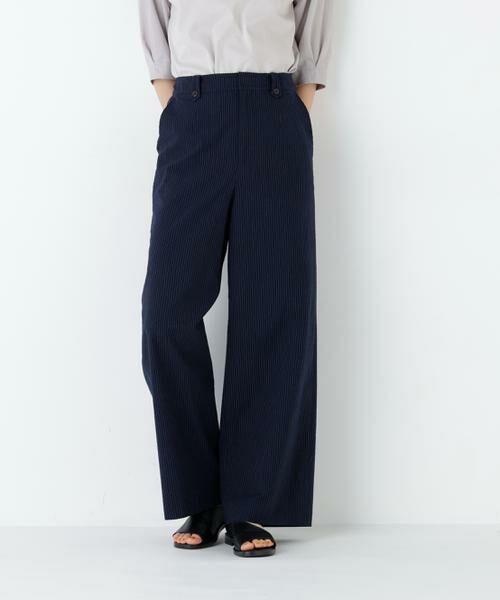 human woman / ヒューマンウーマン パンツ | サッカーファインストライプセミワイドパンツ | 詳細2