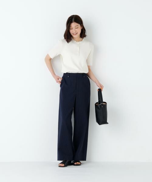 human woman / ヒューマンウーマン パンツ | サッカーファインストライプセミワイドパンツ | 詳細4