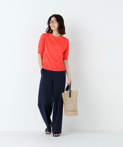 human woman / ヒューマンウーマン パンツ | サッカーファインストライプセミワイドパンツ | 詳細5