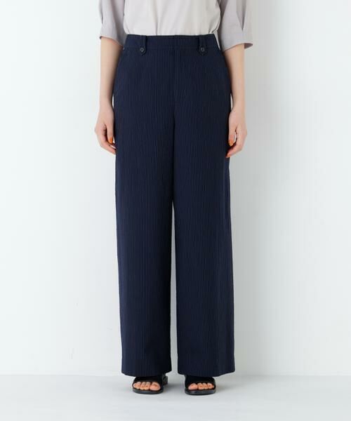 human woman / ヒューマンウーマン パンツ | サッカーファインストライプセミワイドパンツ | 詳細6