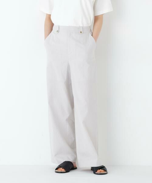 human woman / ヒューマンウーマン パンツ | サッカーファインストライプセミワイドパンツ | 詳細14