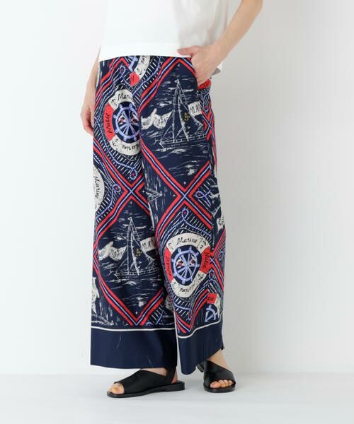 human woman / ヒューマンウーマン パンツ | ≪ＮＡＴＩＣコラボ≫セミワイドプリントパンツ（レッド系マリン柄3）