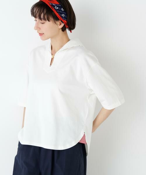 human woman / ヒューマンウーマン カットソー | ≪ＮＡＴＩＣコラボ≫セーラーカットソープルオーバー | 詳細13
