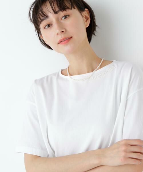 human woman / ヒューマンウーマン カットソー | 刺繍ロゴ入り天竺Ｔシャツ（ホワイト）