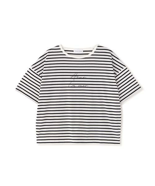 human woman / ヒューマンウーマン カットソー | ａｚｕｒｅｌａ　ｍｅｒ　ボーダーロゴＴシャツ | 詳細1