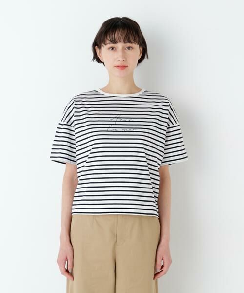 human woman / ヒューマンウーマン カットソー | ａｚｕｒｅｌａ　ｍｅｒ　ボーダーロゴＴシャツ | 詳細5