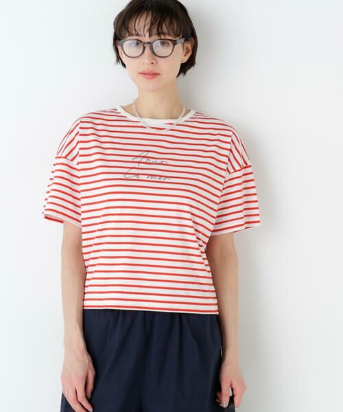 human woman / ヒューマンウーマン カットソー | ａｚｕｒｅｌａ　ｍｅｒ　ボーダーロゴＴシャツ | 詳細13