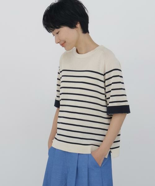 human woman / ヒューマンウーマン ニット・セーター | ハイゲージギマ　クルーネックラグランプルオーバー | 詳細8