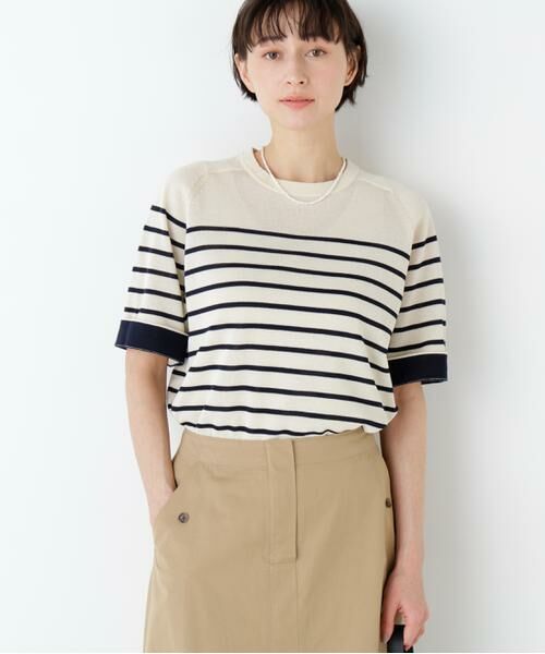 human woman / ヒューマンウーマン ニット・セーター | ハイゲージギマ　クルーネックラグランプルオーバー | 詳細11