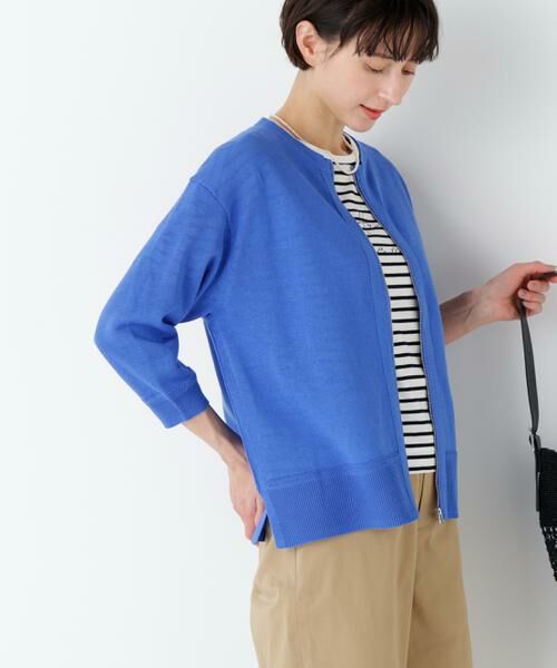 human woman / ヒューマンウーマン ニット・セーター | ハイゲージギマ　ジップアップクルーカーディガン | 詳細2