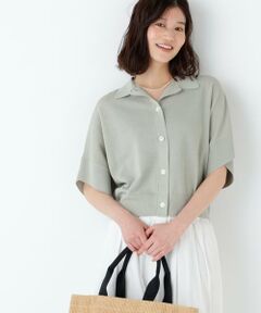 human woman / ヒューマンウーマン ニット・セーター | 麻混ワッフル柄ポロカーディガン