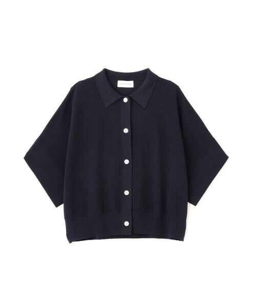 human woman / ヒューマンウーマン ニット・セーター | 麻混ワッフル柄ポロカーディガン | 詳細1