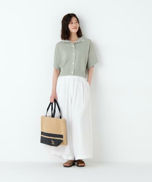 human woman / ヒューマンウーマン ニット・セーター | 麻混ワッフル柄ポロカーディガン | 詳細13