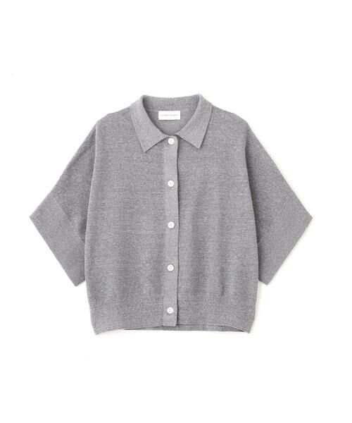 human woman / ヒューマンウーマン ニット・セーター | 麻混ワッフル柄ポロカーディガン | 詳細17